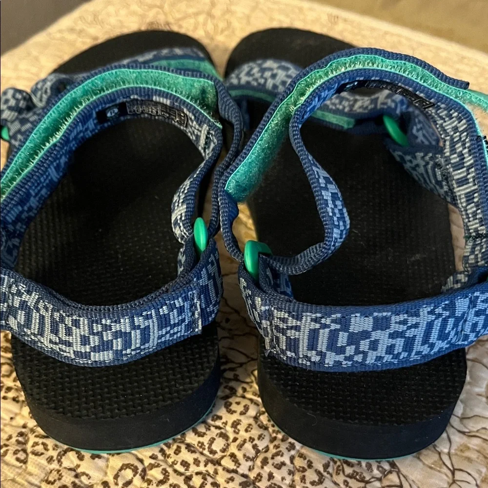 Teva Kids Blue Patterned Strap Sandals with Teal Accents